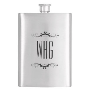 Monogram with Black Accents Hip Flask