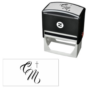 Monogram with Cross Self Inking Rubber Stamp