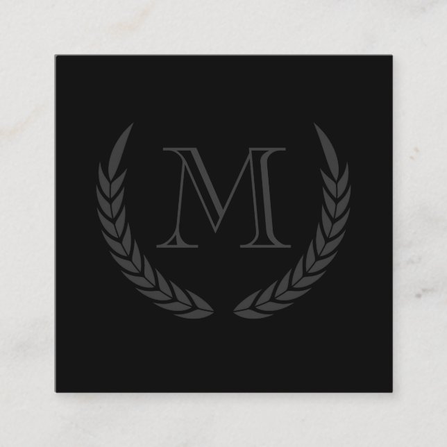 Monogram with Elements Square Business Card (Front)