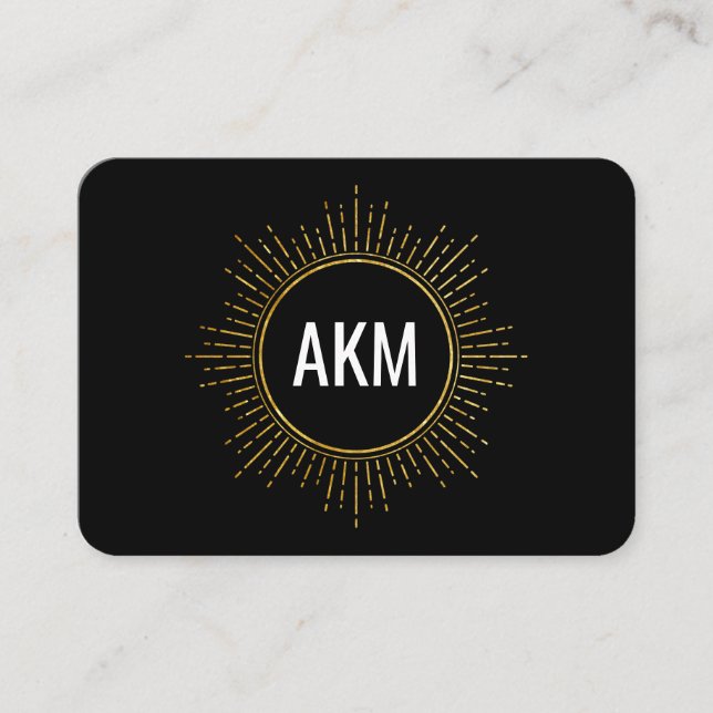 Monogram with Faux Gold Illuminated Elements Business Card (Front)