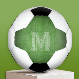Monogram with Grungy Chalkboard Green Background Soccer Ball