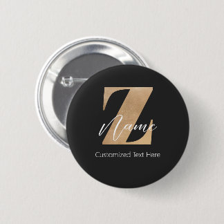 Monogram with Initial Z & Custom Name Personalized 2 Inch Round Button