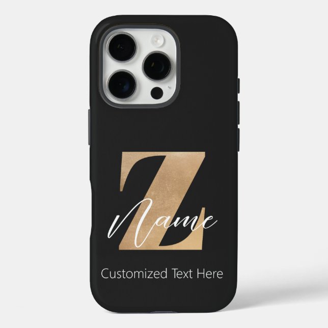 Monogram with Initial Z & Custom Name Personalized Case-Mate iPhone Case (Back)