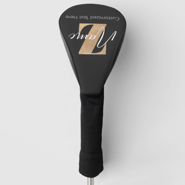 Monogram with Initial Z & Custom Name Personalized Golf Head Cover (Front)