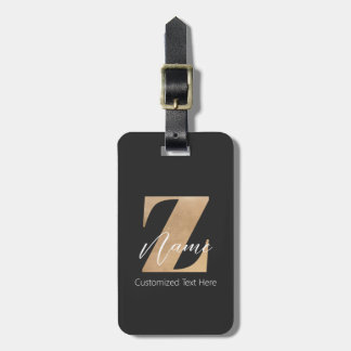 Monogram with Initial Z & Custom Name Personalized Luggage Tag