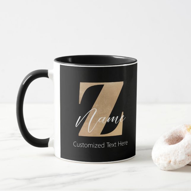 Monogram with Initial Z & Custom Name Personalized Mug (With Donut)