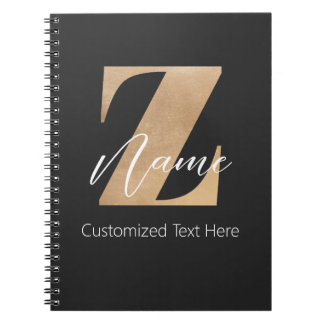 Monogram with Initial Z & Custom Name Personalized Notebook