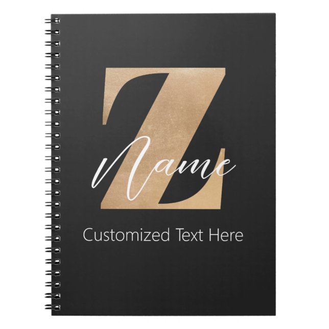 Monogram with Initial Z & Custom Name Personalized Notebook (Front)