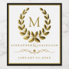 Monogram with Laurel Wreath Black and Gold Wedding