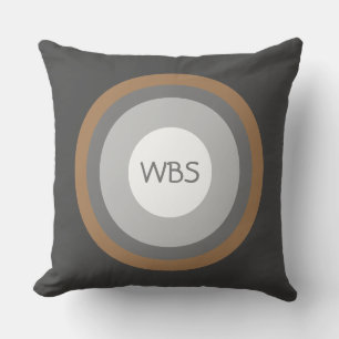 Monogram with Modern Earth Tone Circles Throw Pillow