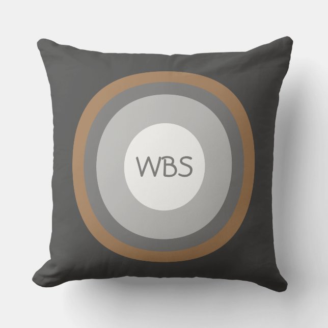 Monogram with Modern Earth Tone Circles Throw Pillow (Front)