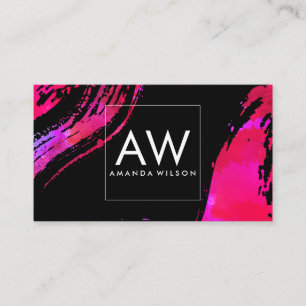 Monogram with Modern Watercolor Brushed / Warm Business Card