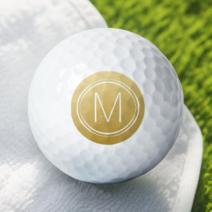 Monogram with Optional Border and Gold Colour Golf Balls
