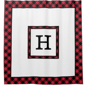 Monogram with Red Black Buffalo Check Border