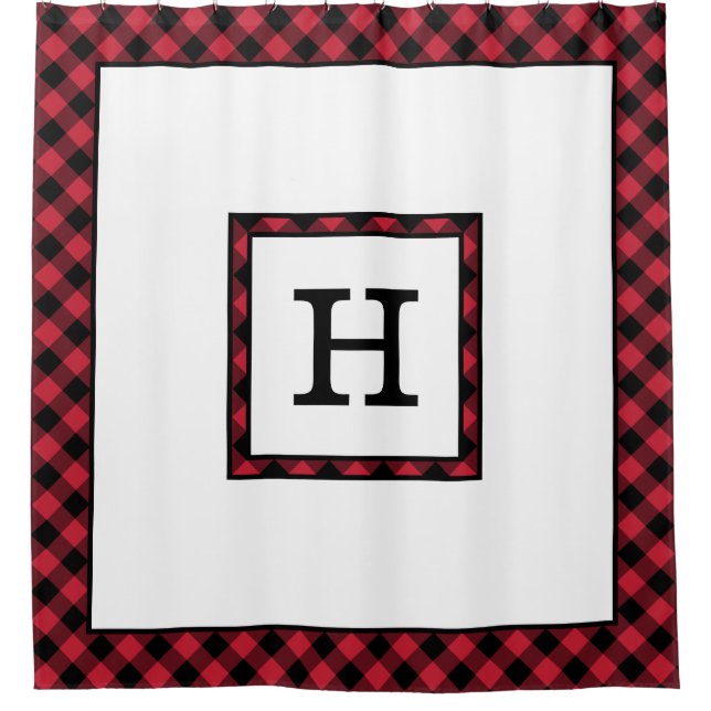 Monogram with Red Black Buffalo Check Border (Front)