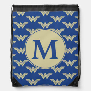 Monogram Wonder Woman Logo Pattern Drawstring Bag