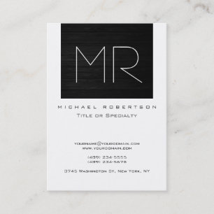Monogram Wood Effect Striped White Business Card