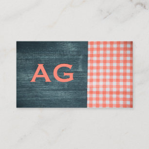 Monogram   Wood Grain   Table Cloth Business Card