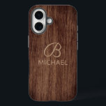 Monogram Wood Grain Timber Personalized Name iPhone 16 Case<br><div class="desc">Monogram Wood Grain Timber Personalized Name iPhone 16 Case features your monogram and personalized name on a wooden background. Perfect gift for him or her for birthday,  Christmas,  holidays,  Father's Day and more. Created by Evco Studio www.zazzle.com/store/evcostudio</div>