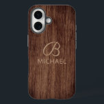 Monogram Wood Grain Timber Personalized Name iPhone 16 Case<br><div class="desc">Monogram Wood Grain Timber Personalized Name iPhone 16 Case features your monogram and personalized name on a wooden background. Perfect gift for him or her for birthday,  Christmas,  holidays,  Father's Day and more. Created by Evco Studio www.zazzle.com/store/evcostudio</div>