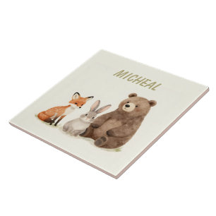 Monogram woodland forest animals  tile