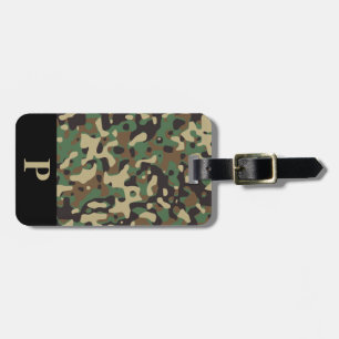 Monogram Woodland Tan Green Camo Camouflage Black Luggage Tag