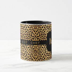 Monogram World's Best Chef Cheetah Print Mug