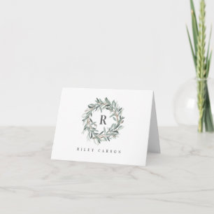 Monogram wreath blank note card