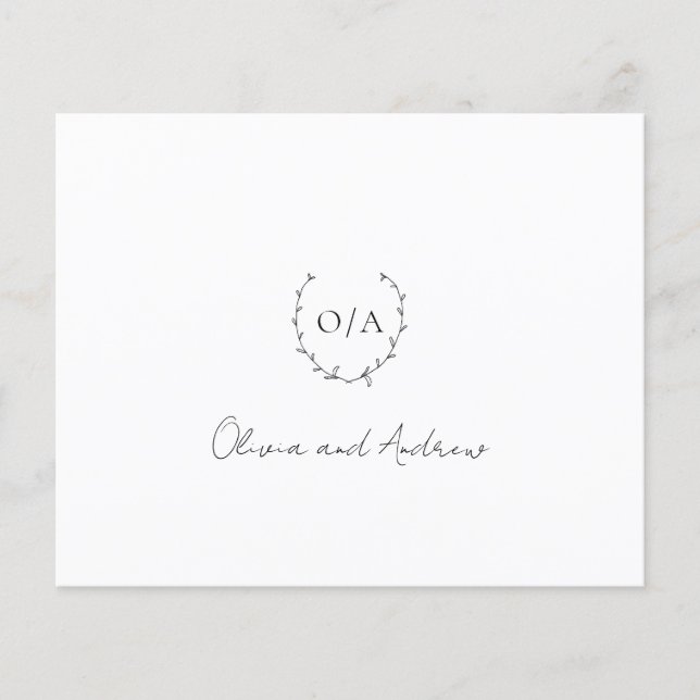 Monogram Wreath Budget Wedding Thank You Card (Front)