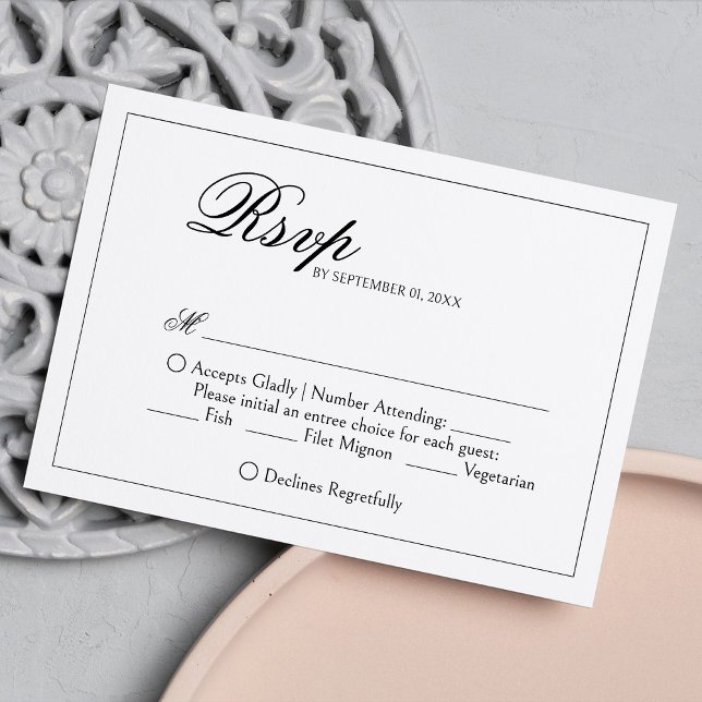 Monogram Wreath Elegant Wedding RSVP Card (Creator Uploaded)