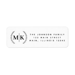 Monogram Wreath Family Initial Return Address