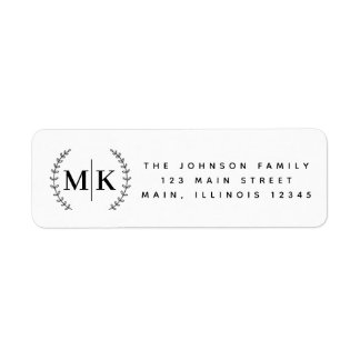 Monogram Wreath Family Initial Return Address