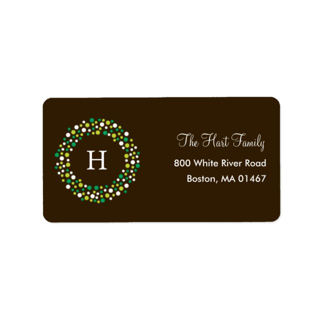 Monogram Wreath Holiday Address Label (Front)