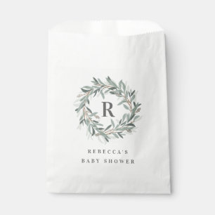 Monogram wreath paper favour bag