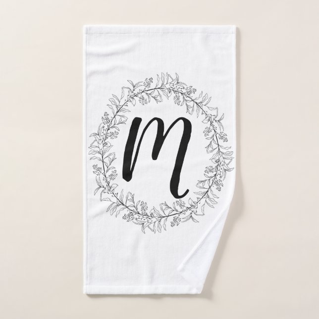 Monogram Wreath Personalize Hand Towel (Hand Towel)