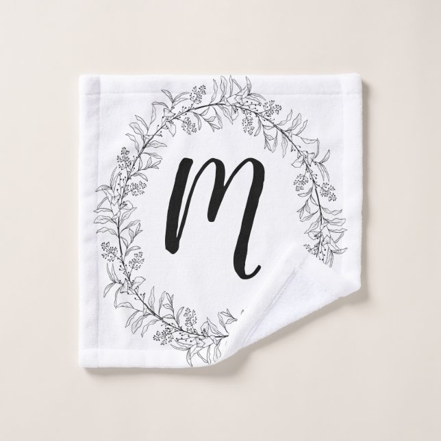 Monogram Wreath Personalize Wash Cloth (Wash Cloth)