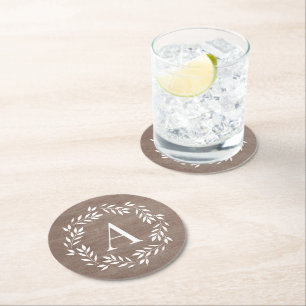 Monogram Wreath Personalized Coasters