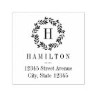 Monogram Wreath Personalized Rubber Stamp