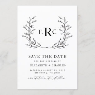 Monogram Wreath Save the Date