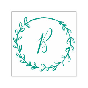 Monogram Wreath Self Inking Rubber Stamp