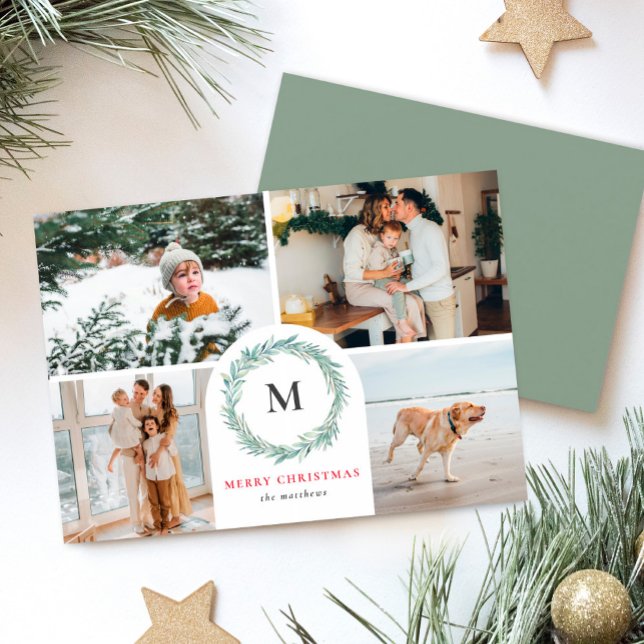 Monogram Wreath Template Christmas Card (Creator Uploaded)