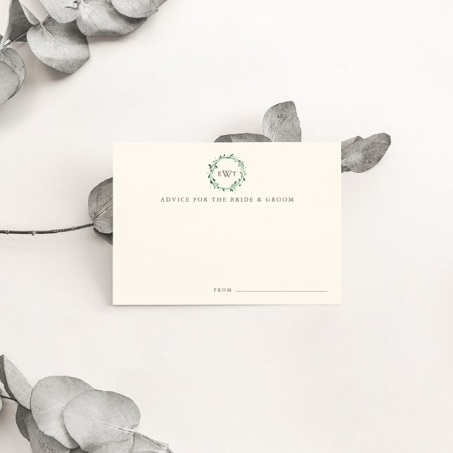 Monogram Wreath Wedding Advice Cards | Forest (Creator Uploaded)
