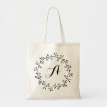 Monogram Wreath Wedding/Bridal Tote Bags<br><div class="desc">Personalize this beautiful tote bag with your own text/monogram. You have the option of changing the font colour/size and type as per your preference. If you love this print,  please check out the rest of my cool line at www.zazzle.com/kool27* and share with your friends! Thanks for browsing!</div>