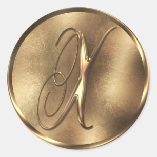 Monogram X Bronze Wedding Invitation Holiday Classic Round Sticker