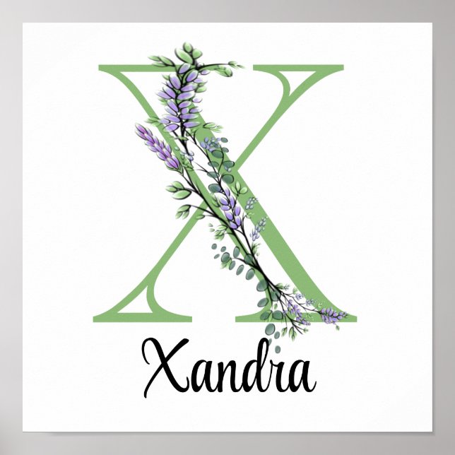 Monogram X Lavender Eucalyptus  Poster nursery  (Front)