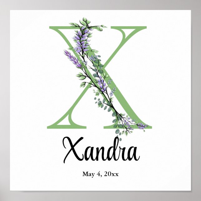 Monogram X Lavender Eucalyptus  Poster nursery  (Front)