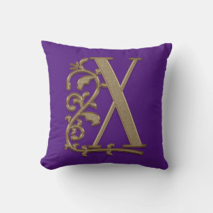 Monogram X Royal Purple Wedding Birthday Gift Idea Throw Pillow