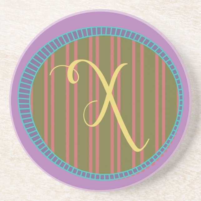 Monogram X Sandstone Coaster (Front)