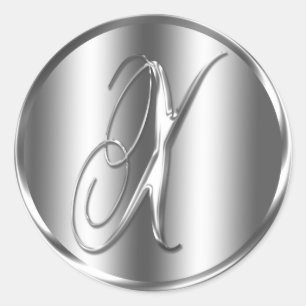 Monogram X Silver Colour Wedding Invitation Holida Classic Round Sticker