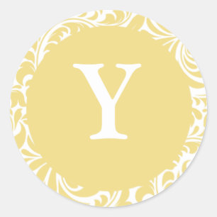 Monogram Y Antique Gold Designer Wedding Monograms Classic Round Sticker